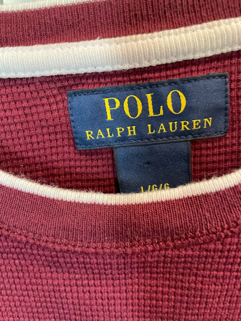 Polo Ralph Lauren Men’s Lg Burgundy Pullover Long sleeve Cotton Thermal Shirt - Picture 5 of 7